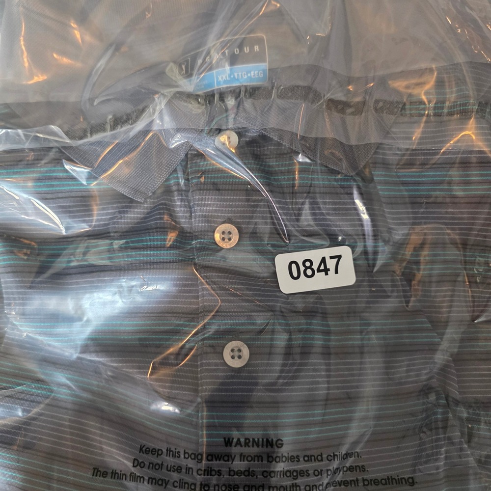 PGA Tour Polo Shirt Mens XXL Burgundy Grey Stripe Performance Golf Bundle 2pk - Picture 13 of 13